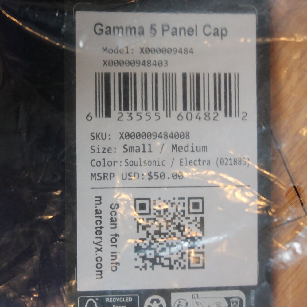 Arc'teryx Gamma 5-Panel Cap Hat Soulsonic/Electra Size S/M purple blue 9484 - Picture 5 of 5